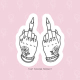 Feminist Middle Finger (White) Sticker