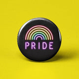 Pride Neon Rainbow Pinback Button